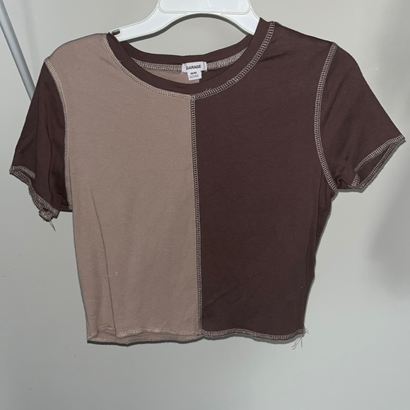 Garage Tops - Garage light and dark brown cropped shirt. Size medium.